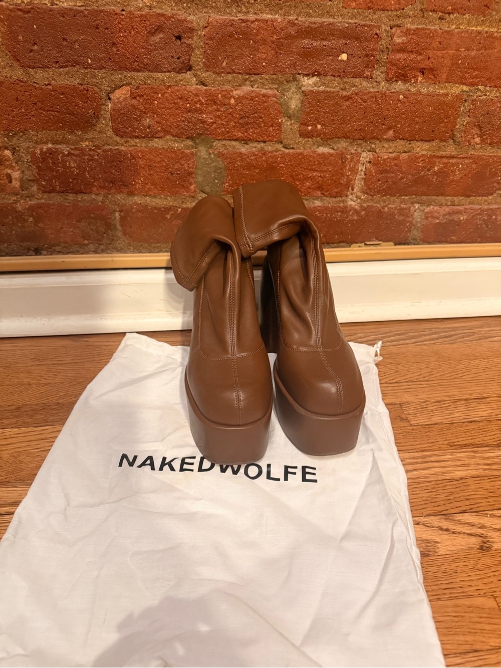 Naked Wolfe Chestnut Brown Platform Ankle Boots